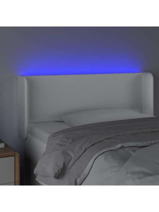 Čelo postele s LED bílé 93 x 16 x 78/88 cm umělá kůže