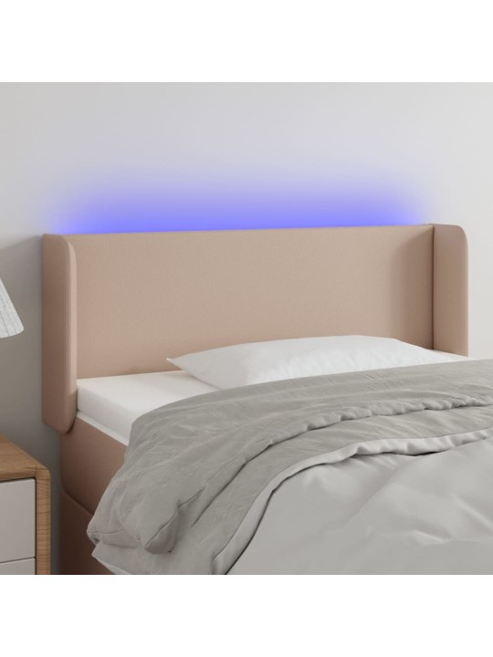 Čelo postele s LED cappuccino 93 x 16 x 78/88 cm umělá kůže
