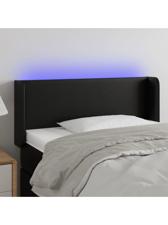Čelo postele s LED černé 103 x 16 x 78/88 cm umělá kůže