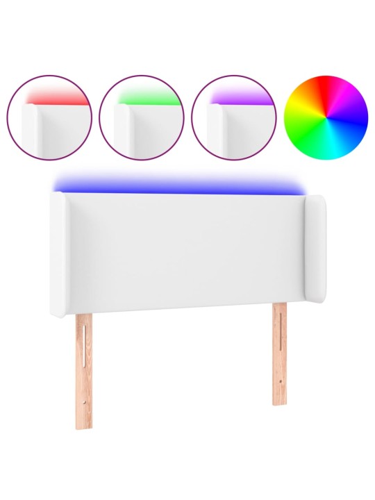 Čelo postele s LED bílé 103 x 16 x 78/88 cm umělá kůže