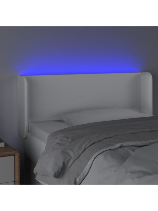 Čelo postele s LED bílé 103 x 16 x 78/88 cm umělá kůže