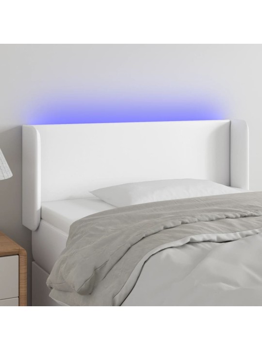 Čelo postele s LED bílé 103 x 16 x 78/88 cm umělá kůže