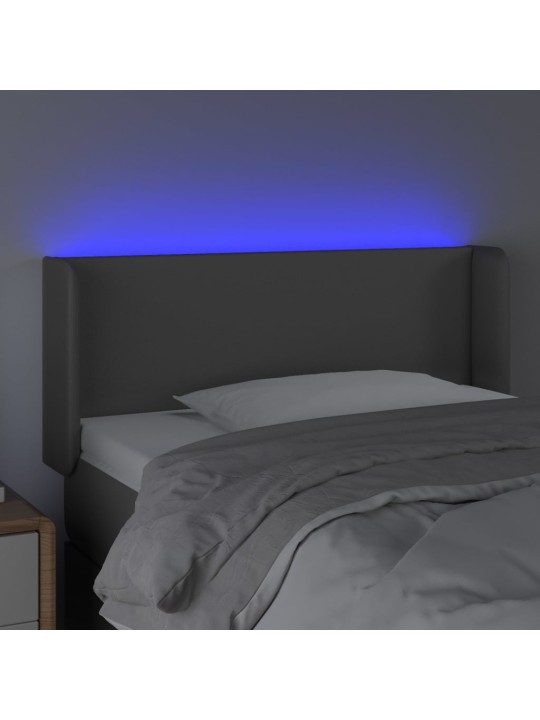 Čelo postele s LED šedé 103 x 16 x 78/88 cm umělá kůže