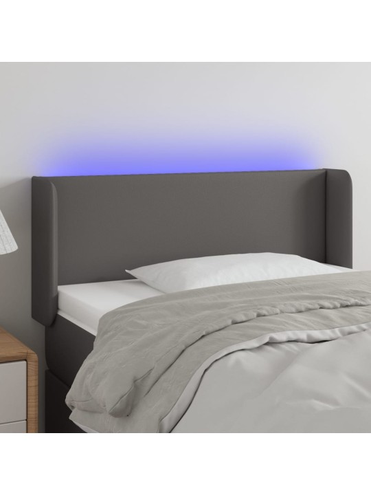 Čelo postele s LED šedé 103 x 16 x 78/88 cm umělá kůže