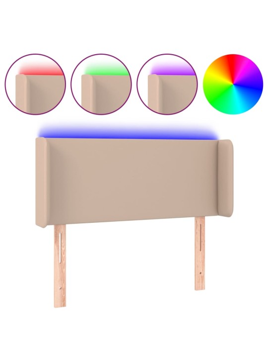 Čelo postele s LED cappuccino 103 x 16 x 78/88 cm umělá kůže