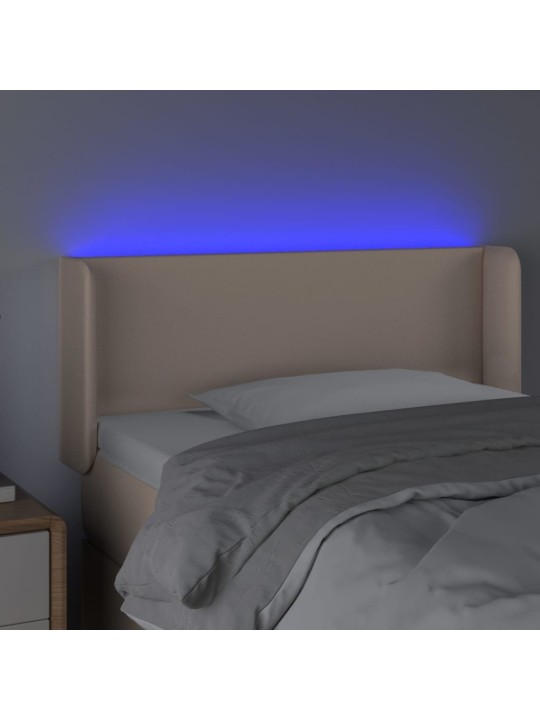Čelo postele s LED cappuccino 103 x 16 x 78/88 cm umělá kůže