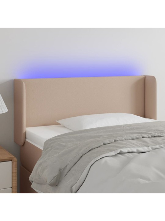 Čelo postele s LED cappuccino 103 x 16 x 78/88 cm umělá kůže