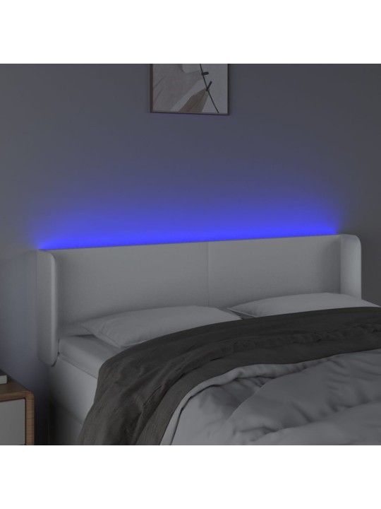 Čelo postele s LED bílé 147 x 16 x 78/88 cm umělá kůže
