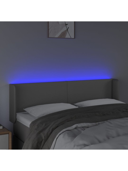 Čelo postele s led šedé 147 x 16 x 78/88 cm umělá kůže