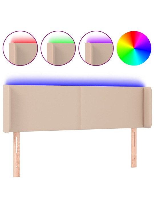 Čelo postele s led cappuccino 147 x 16 x 78/88 cm umělá kůže