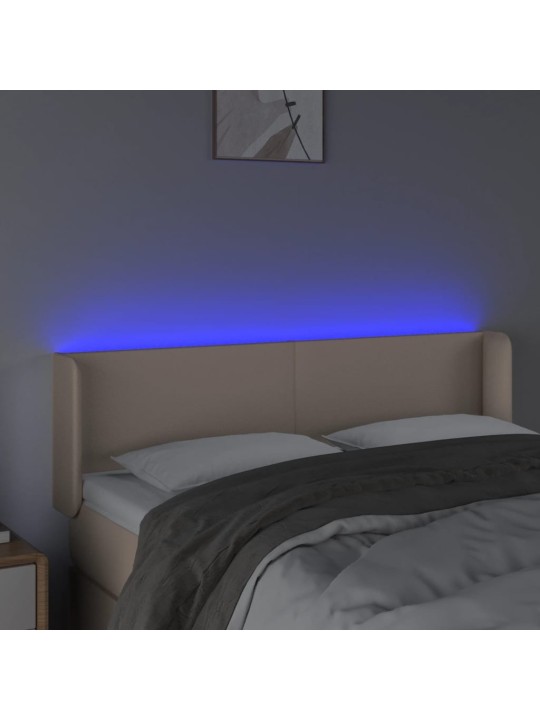 Čelo postele s led cappuccino 147 x 16 x 78/88 cm umělá kůže