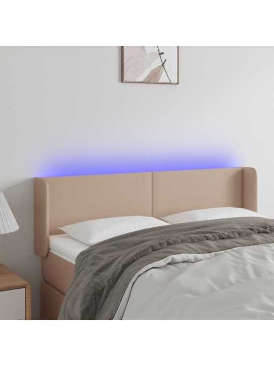 Čelo postele s led cappuccino 147 x 16 x 78/88 cm umělá kůže