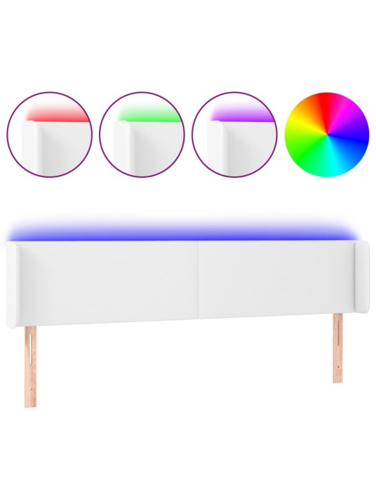 Čelo postele s LED bílé 163 x 16 x 78/88 cm umělá kůže