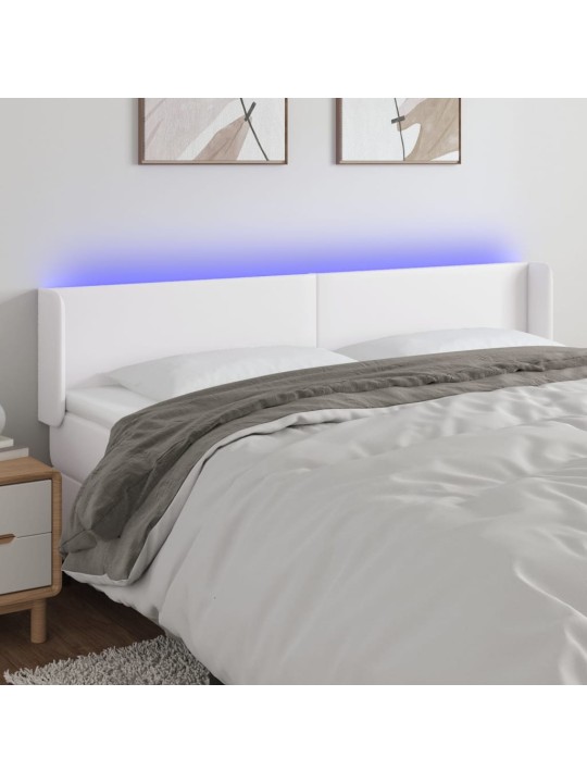 Čelo postele s LED bílé 163 x 16 x 78/88 cm umělá kůže