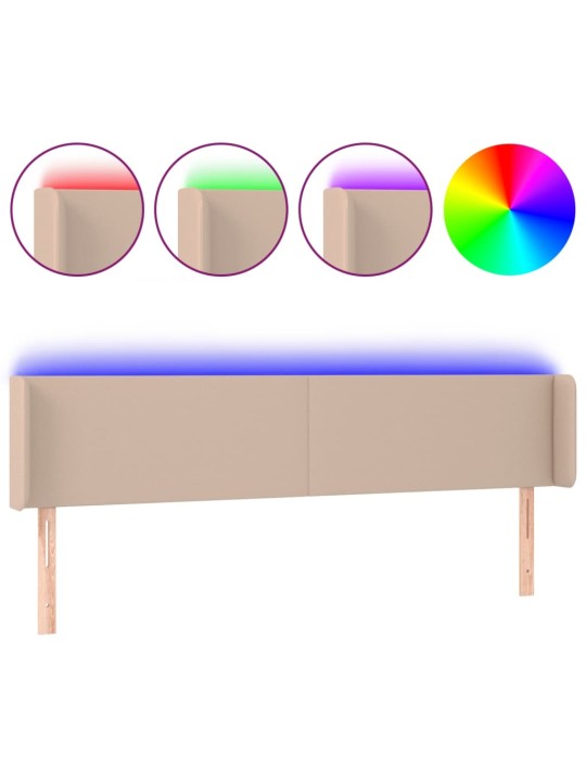 Čelo postele s led cappuccino 163 x 16 x 78/88 cm umělá kůže