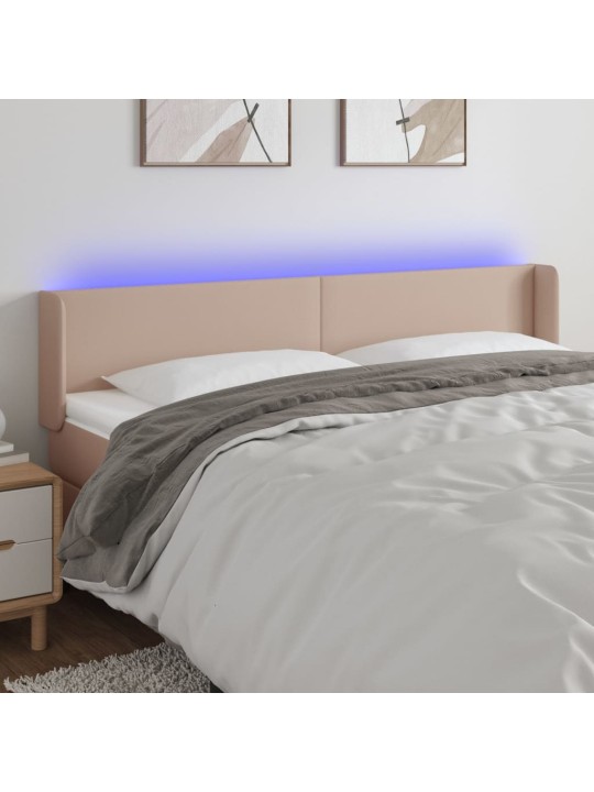 Čelo postele s led cappuccino 163 x 16 x 78/88 cm umělá kůže