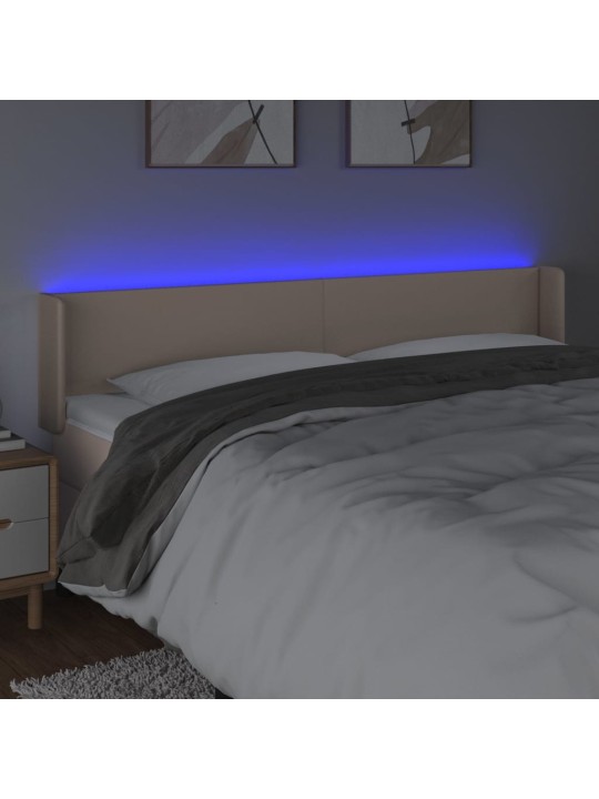 Čelo postele s led cappuccino 183 x 16 x 78/88 cm umělá kůže