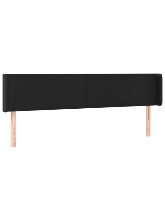 Čelo postele s LED černé 203 x 16 x 78/88 cm umělá kůže