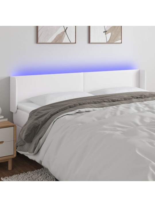 Čelo postele s LED bílé 203 x 16 x 78/88 cm umělá kůže