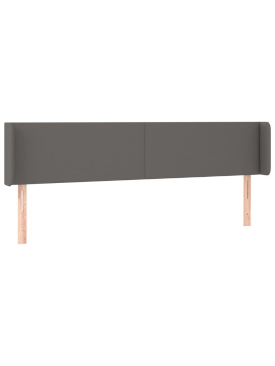Čelo postele s LED šedé 203 x 16 x 78/88 cm umělá kůže