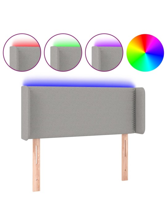 Čelo postele s LED světle šedé 83 x 16 x 78/88 cm textil