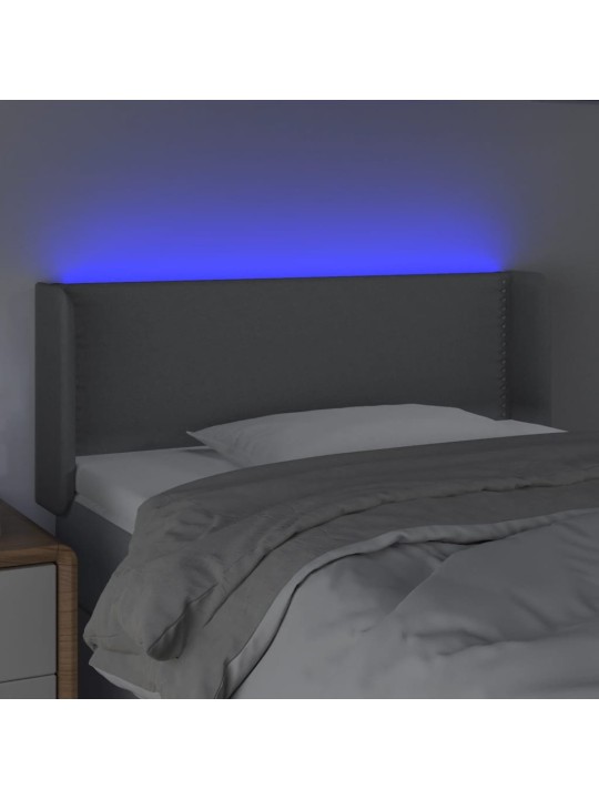 Čelo postele s LED světle šedé 83 x 16 x 78/88 cm textil