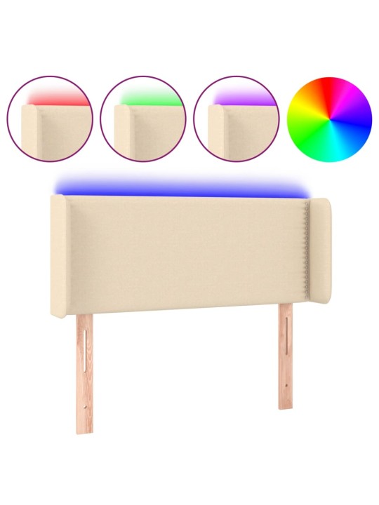 Čelo postele s LED krémové 83 x 16 x 78/88 cm textil