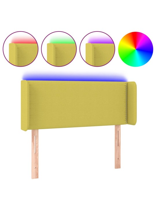 Čelo postele s LED zelené 83 x 16 x 78/88 cm textil