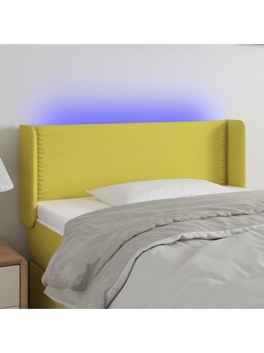 Čelo postele s LED zelené 83 x 16 x 78/88 cm textil