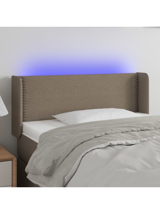 Čelo postele s LED taupe 93 x 16 x 78/88 cm textil