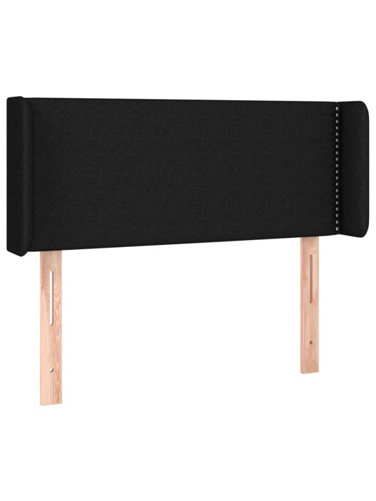 Čelo postele s LED černé 103 x 16 x 78/88 cm textil