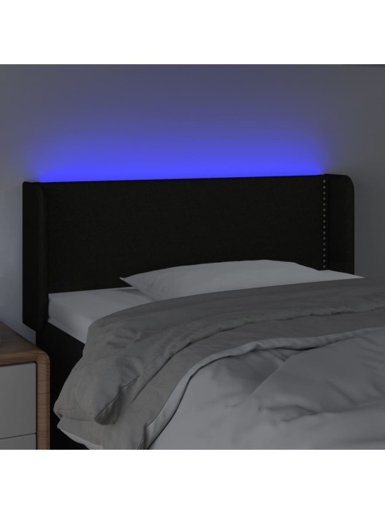 Čelo postele s LED černé 103 x 16 x 78/88 cm textil