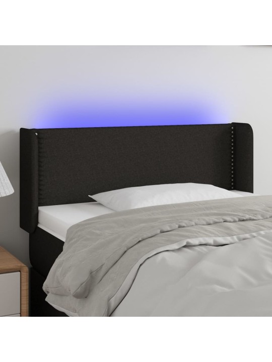 Čelo postele s LED černé 103 x 16 x 78/88 cm textil