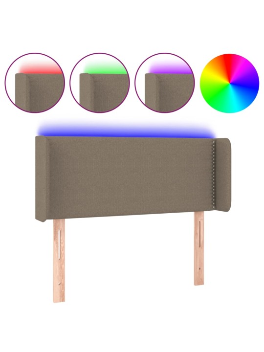 Čelo postele s LED taupe 103 x 16 x 78/88 cm textil