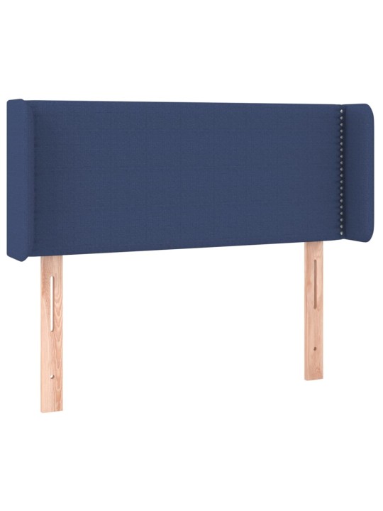 Čelo postele s LED modré 103 x 16 x 78/88 cm textil