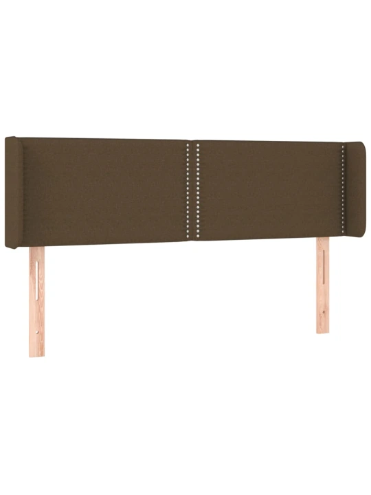 Čelo postele s LED tmavě hnědé 147 x 16 x 78/88 cm textil
