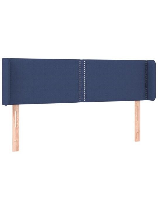 Čelo postele s LED modré 147 x 16 x 78/88 cm textil