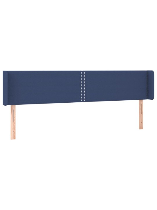 Čelo postele s LED modré 163 x 16 x 78/88 cm textil