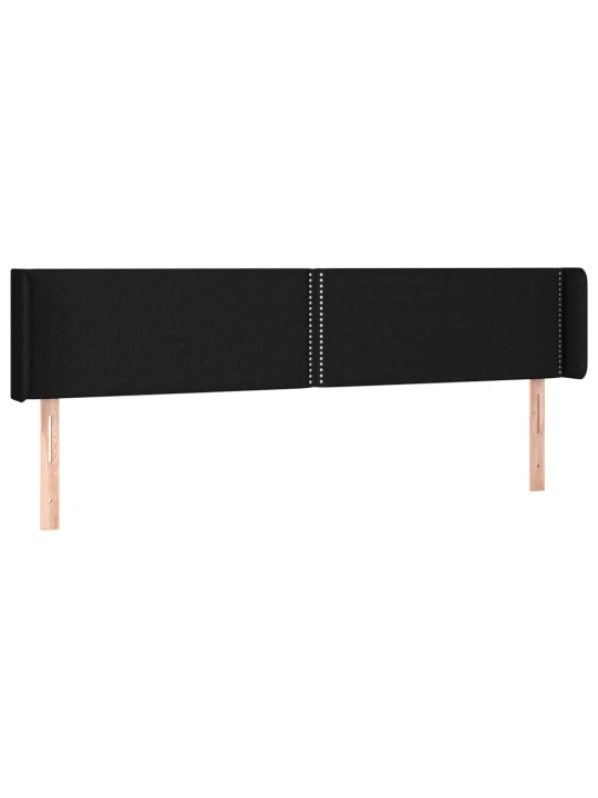 Čelo postele s LED černé 183 x 16 x 78/88 cm textil