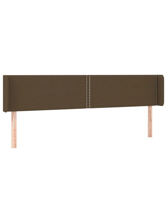 Čelo postele s LED tmavě hnědé 183 x 16 x 78/88 cm textil