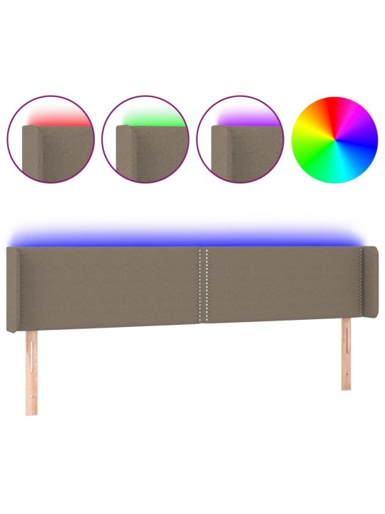 Čelo postele s LED taupe 183 x 16 x 78/88 cm textil
