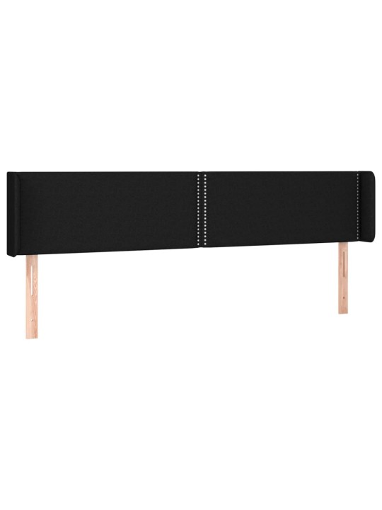 Čelo postele s LED černé 203 x 16 x 78/88 cm textil