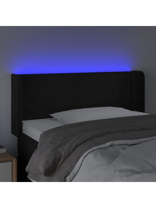 Čelo postele s LED černé 83 x 16 x 78/88 cm samet