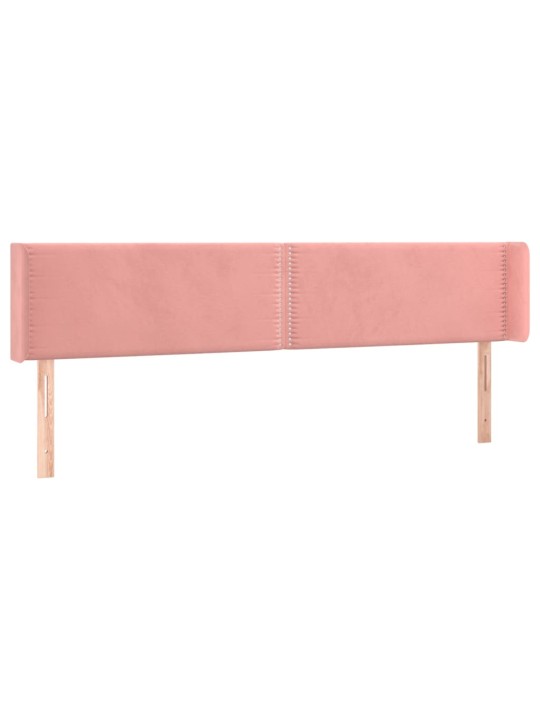 Čelo postele s LED růžové 163 x 16 x 78/88 cm samet
