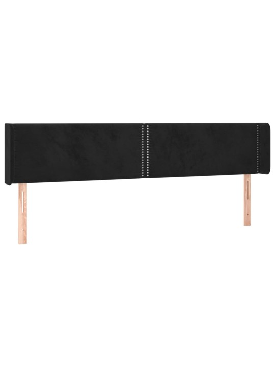 Čelo postele s LED černé 183 x 16 x 78/88 cm samet