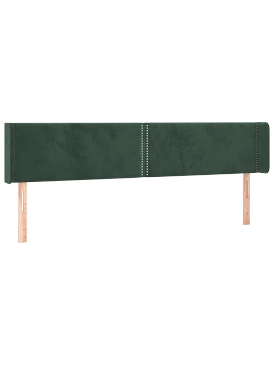 Čelo postele s LED tmavě zelené 183 x 16 x 78/88 cm samet