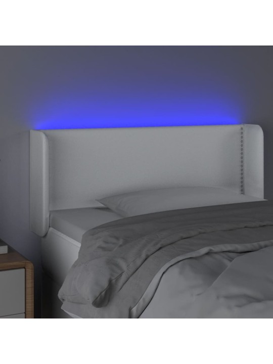 Čelo postele s LED bílé 83 x 16 x 78/88 cm umělá kůže