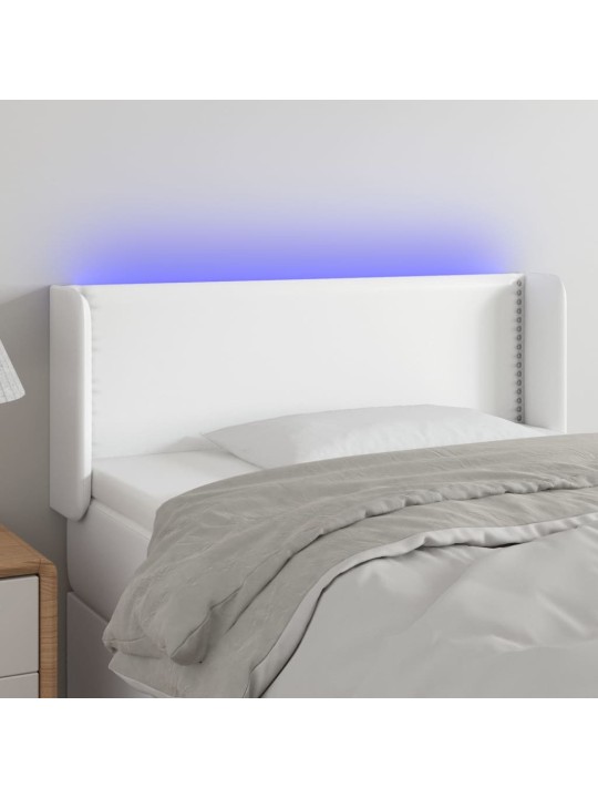 Čelo postele s LED bílé 83 x 16 x 78/88 cm umělá kůže