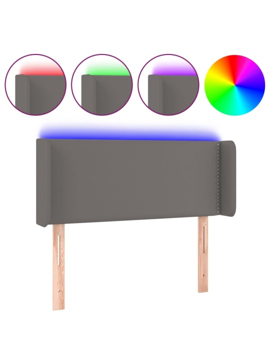 Čelo postele s LED šedé 83 x 16 x 78/88 cm umělá kůže