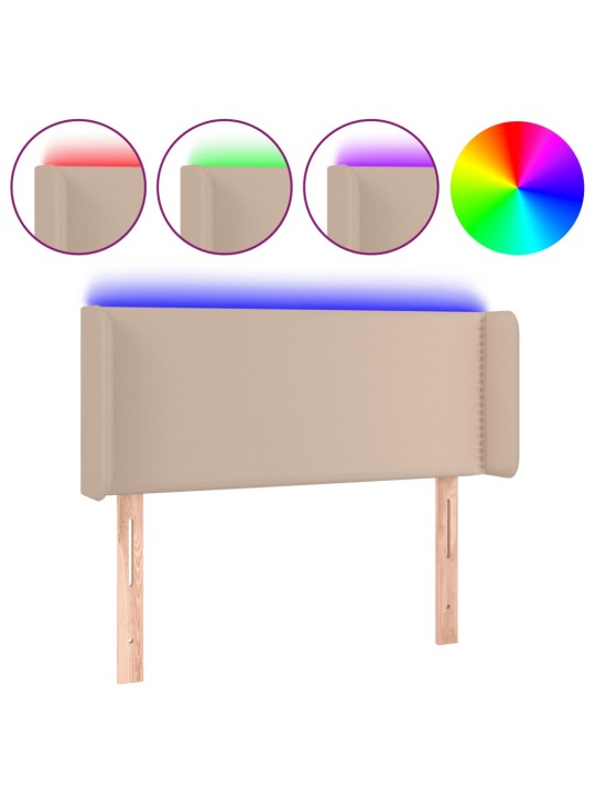 Čelo postele s LED cappuccino 83 x 16 x 78/88 cm umělá kůže